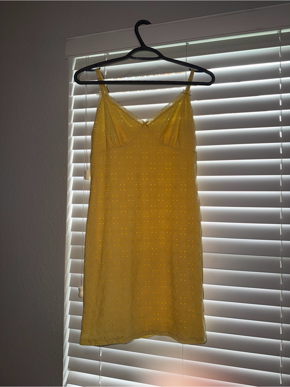 Yellow Lace-Detail Slip Dress - Women's Intimates
